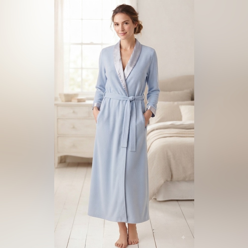 Vintage Alfani Blue Shawl Collar Robe with pockets